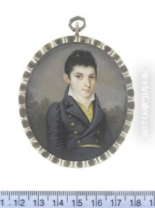 Baron Josef Emanuel Von Huusmann (b.1797) Standing Against A Landscape And Wearing Blue Double-breasted Coat And Breeches, Yellow Waistcoat And White Chemise by Joseph Einsle