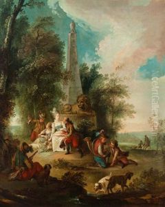 Un Rendez Vous Galant Pres D'une Borne De Chasse by Eisen, Charles Joseph Dominique