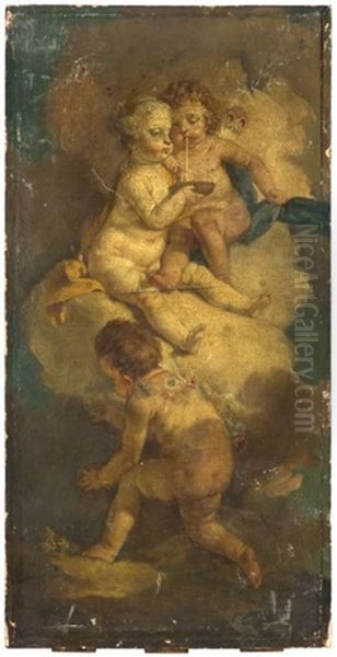 Putti Aux Bulles De Savon (+ Putti A La Corbeille De Fruit; Pair) - view 1
