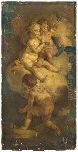 Putti Aux Bulles De Savon (+ Putti A La Corbeille De Fruit; Pair) by Eisen, Charles Joseph Dominique