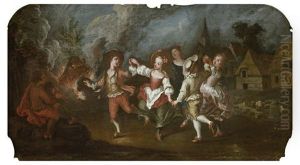 Children Dancing Round A Bonfire