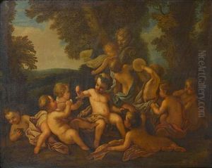 The Infant Bacchus In A Bacchanale by Eisen, Charles Joseph Dominique