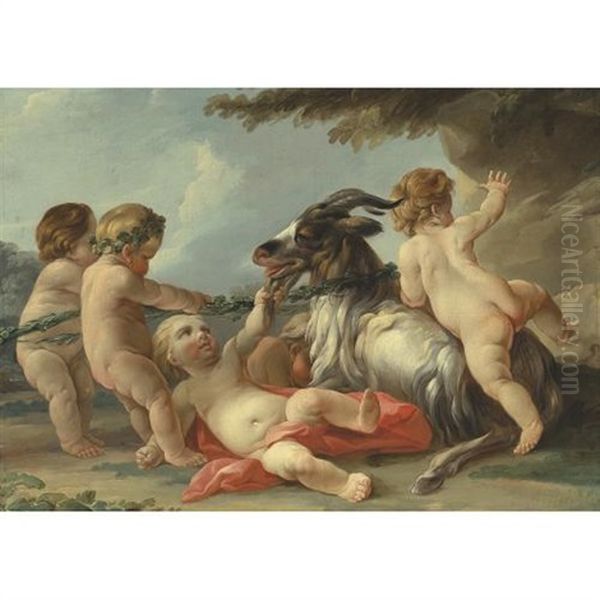 Putti Playing With A Goat - view 1