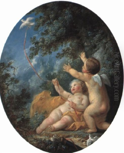 Amor Und Ein Putto Mit Einer Taube - view 1