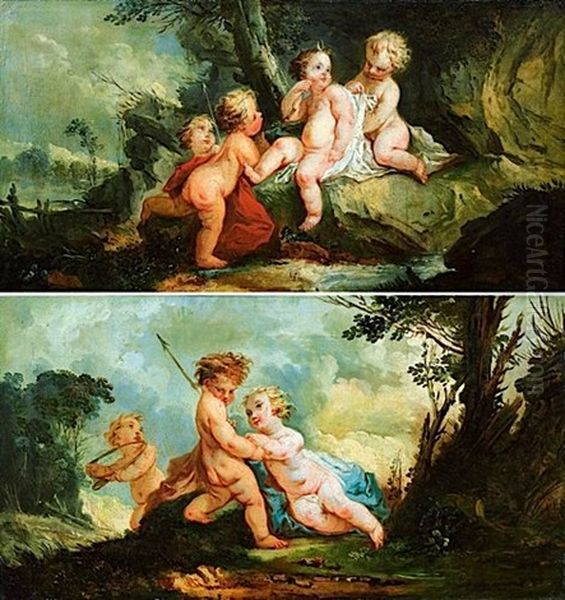 Puttis Deguises En Diane Et Ses Suivantes (+ Puttis Deguises En Mars Et Ses Acolytes; Pair) - view 1