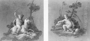 Putto Jouant Avec Une Chevre by Francois Eisen