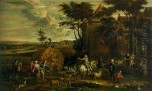 Peasants Returning To A Farmstead After The Harvest by Francois Eisen