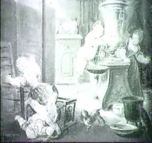 Children Playing In A Kitchen Interior