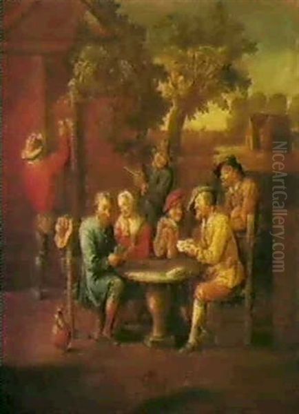 Peasants Playing Cards In A Courtyard Of An Inn - view 1