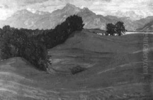 Bayererische Gebirgslandschaft Mit See by Felix Eisengraeber