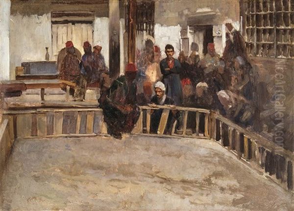 Sketch Of The Cockfight by Ferencz Franz Eisenhut
