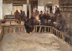 Sketch Of The Cockfight by Ferencz Franz Eisenhut