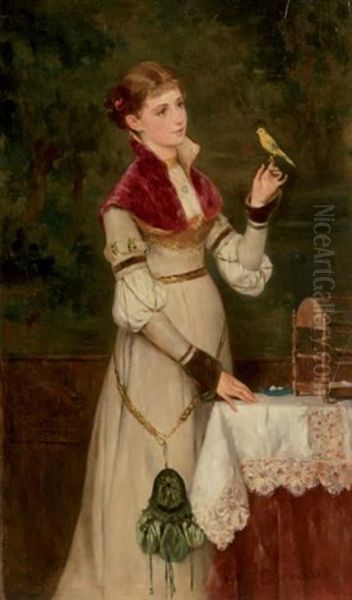 Jeune Femme Tenant Un Serin - view 1