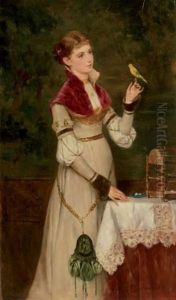 Jeune Femme Tenant Un Serin by Richard Eisermann