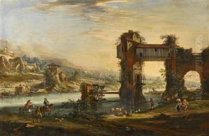 Landschaft Mit Reitern, Bauern Und Tieren by Giovanni Antonio Eisman