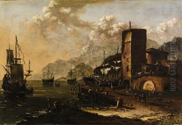 A Mediterranean Harbour With Ships - view 1