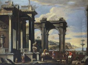 Romische Ruinen An Einem Hafen by Johann Anton Eismann