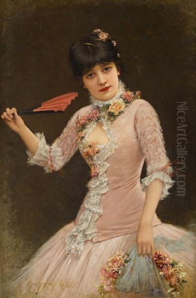 A Portrait Of A Young Lady In Pink Dress - view 1