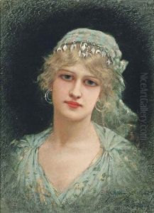 Portrait Of A Lady With An Elaborate Headdress