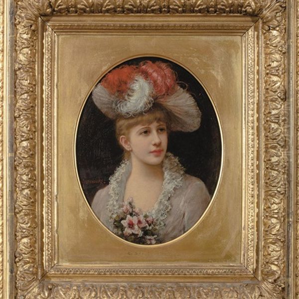Young Woman In A Feathered Hat - view 1