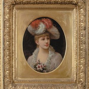 Young Woman In A Feathered Hat