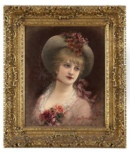 Woman In A Hat With Floral Accent