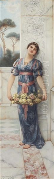 A Classical Beauty With Roses by Emile Eisman-Semenowsky
