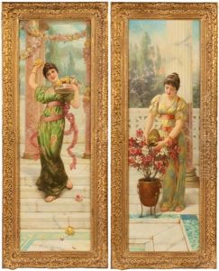 Pair Of Beauties In Courtyards/terraces