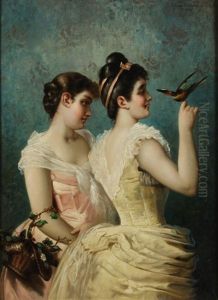 Two Young Women With A Bird