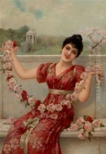 Young Woman With A Chain Of Roses Young Woman With A Chain Of Roses