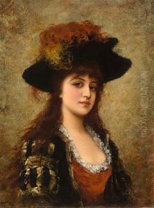 A Young Beauty With A Feathered Hat