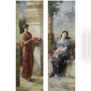 The Fruit Seller (+ Catching Butterflies; 2 Works) by Emile Eisman-Semenowsky
