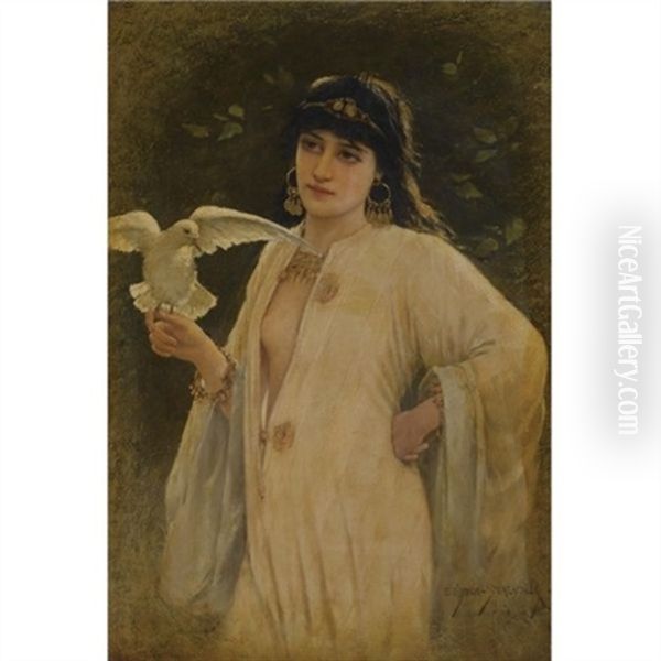 Girl Holding A Dove - view 1