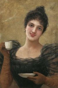 Vornehme Junge Dame Mit Einer Tasse Kaffee Vornehme Junge Dame Mit Einer Tasse Kaffee