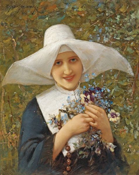Junge Nonne Mit Wiesenblumen - view 1