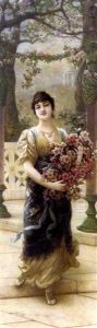 A Lady Styling Her Hair (+ A Lady With Flowers; Pair)