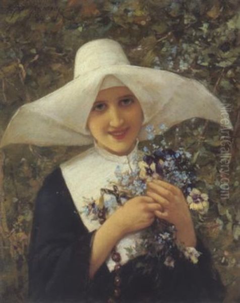 Junge Nonne Mit Feldblumen - view 1