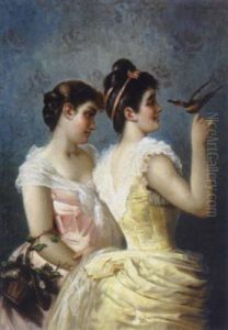Madchen Mit Einem Vogel by Emile Eisman-Semenowsky