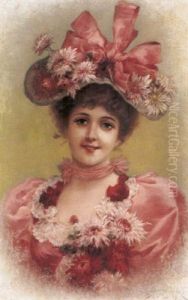 Elegant Lady With Pink Ribbons
