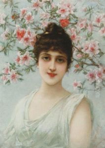 Ung Kvinna Framfor Blommande Frukttrad