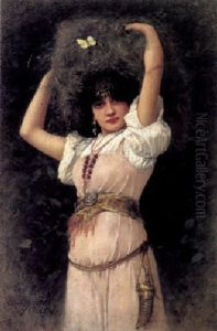 Portrait Eines Hubschen Jungen Madchens In Orientalischer Tracht by Emile Eisman-Semenowsky