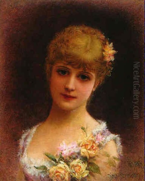 Portrait Of A Young Lady With Flowers - view 1