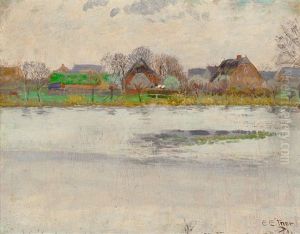 Kleinborstel Mit Uberschwemmter Alster by Ernst (Wilhelm Heinrich E. ) Eitner