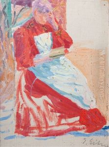 Studie Einer Lesenden Frau by Ernst (Wilhelm Heinrich E. ) Eitner