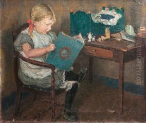Die Tochter Des Kunstlers Mit Einem Buch by Ernst (Wilhelm Heinrich E. ) Eitner