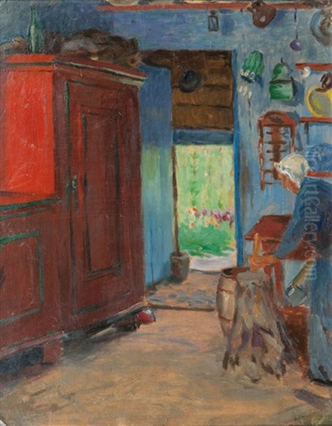 Bauernhaus In Der Probstei - Frau Beim Holzhacken - view 1