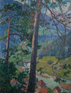 Morning In Amsteg In Switzerland by Ernst (Wilhelm Heinrich E. ) Eitner