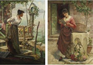 The Love Letter And Awaiting His Return: A Pair by John (Charles) Arter
