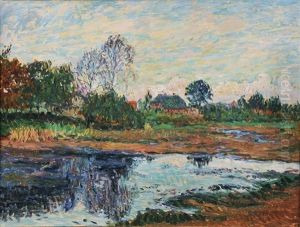 By The Pond by Ernst (Wilhelm Heinrich E. ) Eitner