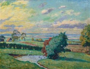 Wide Landscape With Ducks by Ernst (Wilhelm Heinrich E. ) Eitner